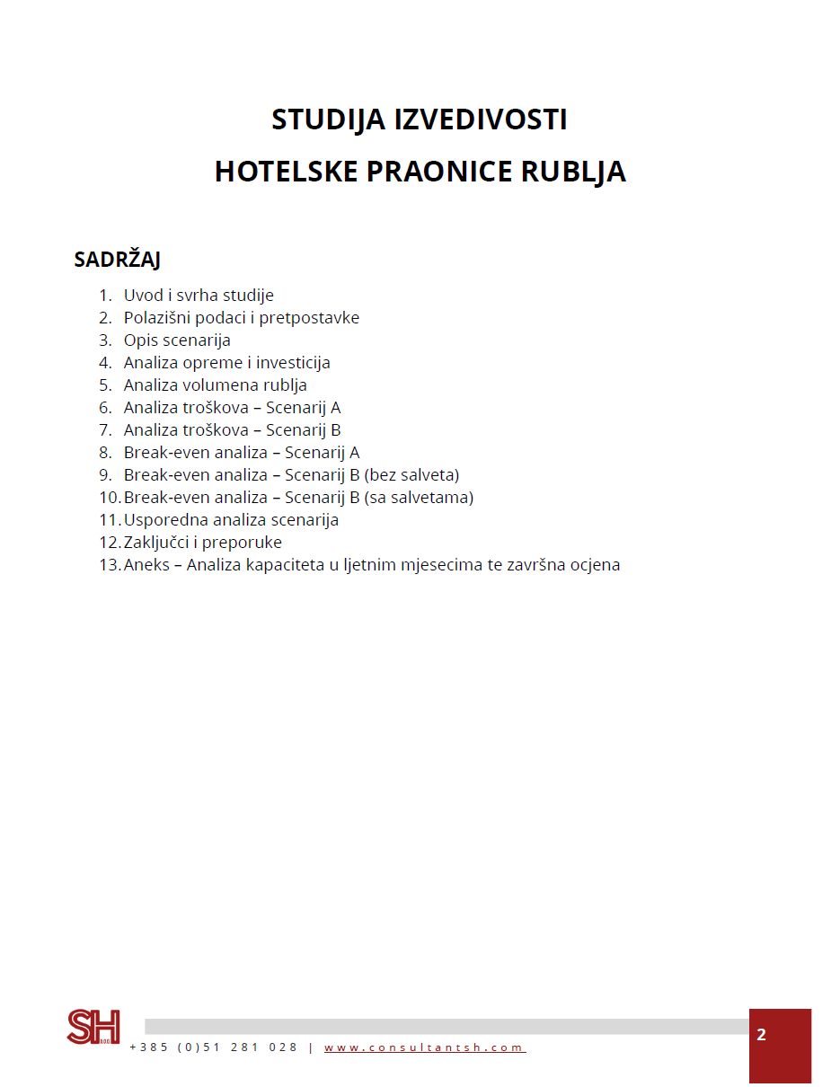 Feasibility study and investment analysis document
