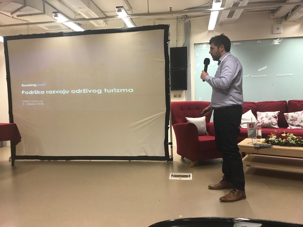Speaking at a hospitality and sustainable tourism presentation